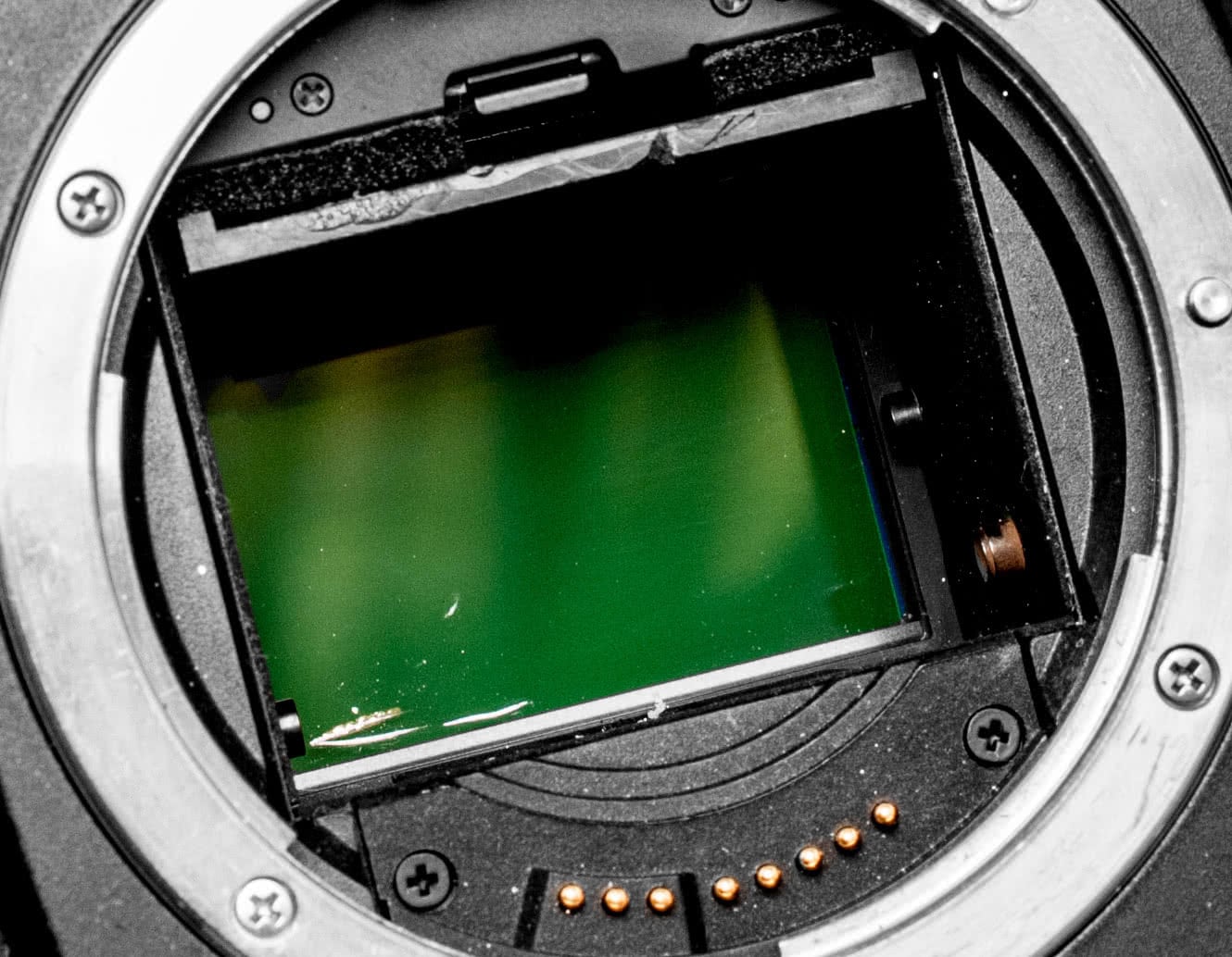 A scratched sensor on a Canon EOS 5D