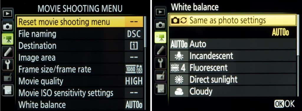 Nikon D5 Video Options