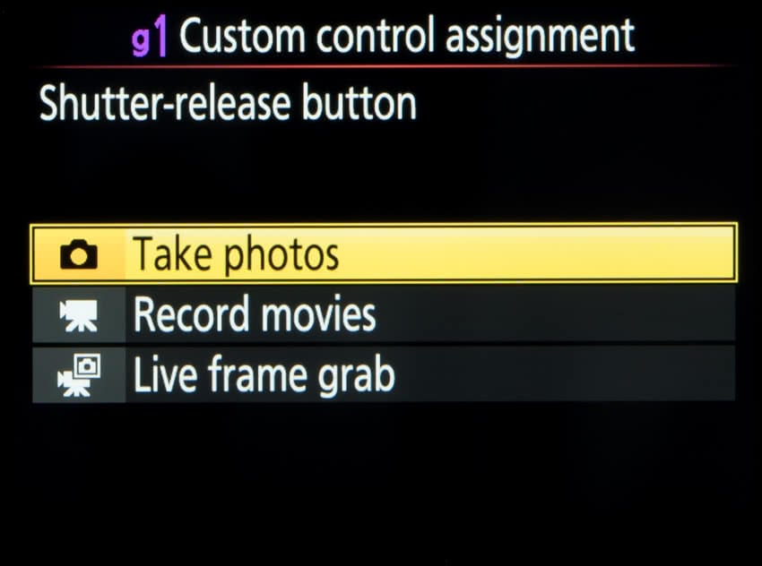 Nikon D5 Video Options