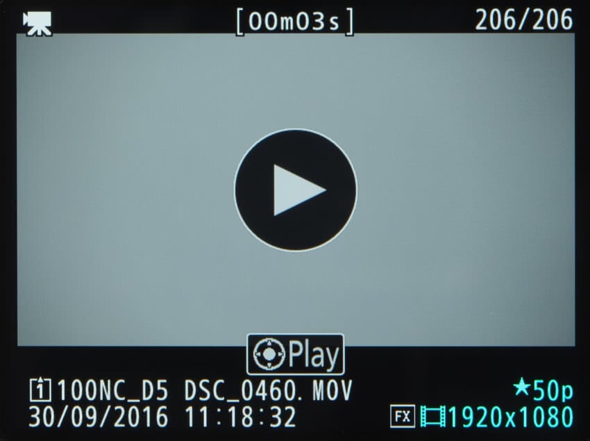 Nikon D5 Video Options
