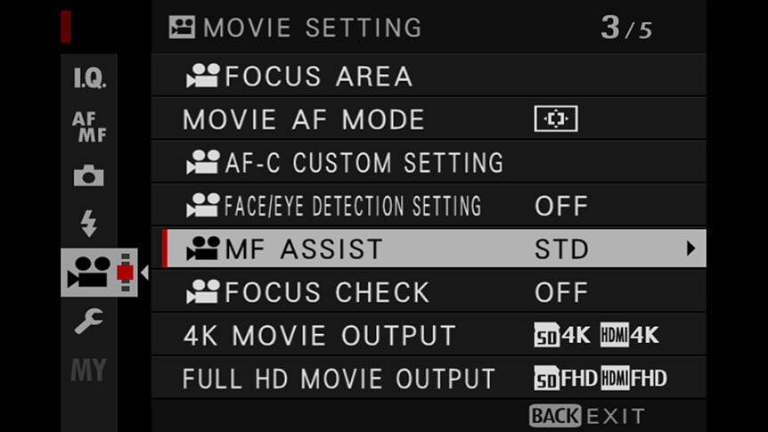 Fujifilm Focus Camera Menu Options